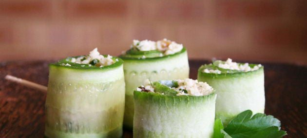 Raw Cauliflower Cucumber Rolls