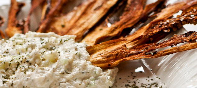 Eggplant Chips & Cucumber Dip